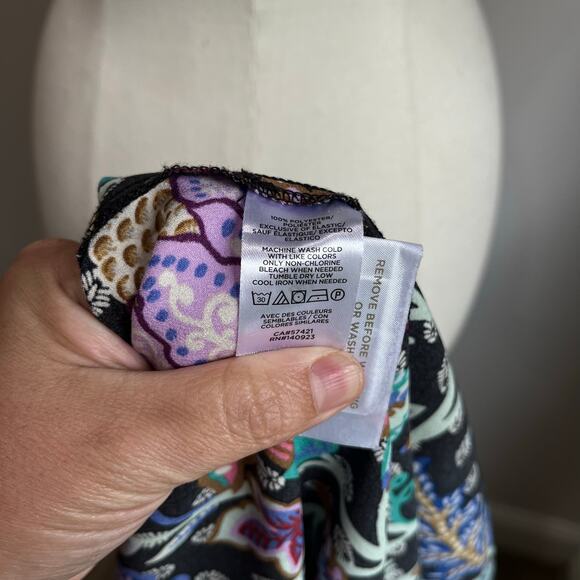 Loft Black Floral Mock Neck Long Sleeve Babydoll Dress Size 10 Petite - Picture 9 of 11